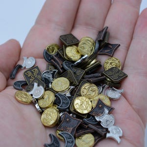 100 Mixed DnD Metal Game Coins, TTRPG Accessories, Currency for Wyrmspan, Dungeons and Dragons & Tabletop RPG Games, Board Game Token