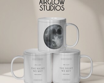 Personalised Moon Phase Ceramic Mug (White), Special Date Anniversary Gift, Moon Phase Mug, Wedding Gift, Constellation Mug