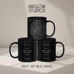 Mug personnalisé en céramique, carte des étoiles (noir), cadeau d'anniversaire de mariage, mug ciel nocturne, cadeau de mariage, mug constellation