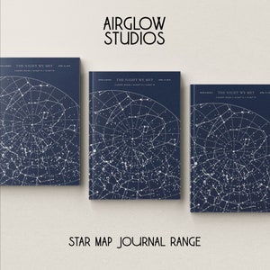 Journal personnalisé de carte des étoiles, cadeau d'anniversaire de date spéciale, journal de ciel nocturne, cadeau de mariage, journal de constellation
