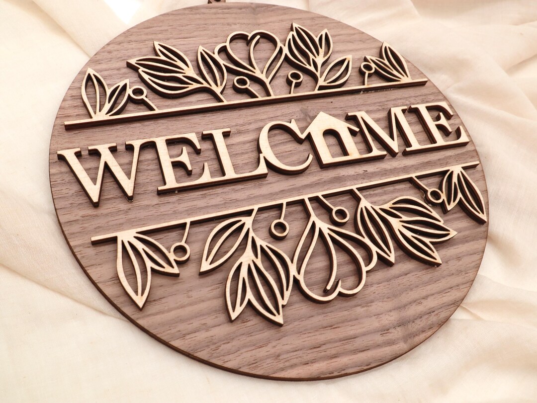 Panneau De Bienvenue En Bois Rustique – Décoration De Porte D'Entrée Style Ferme | Noir Avec Inscription "Welcome" - 2