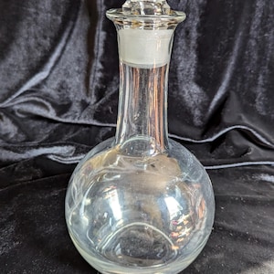Vintage Clear Glass Round Bubble Decanter with Solid Glass Stopper