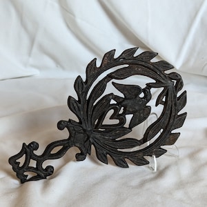 Vintage Cast Wrought Iron American Eagle Footed Trivet