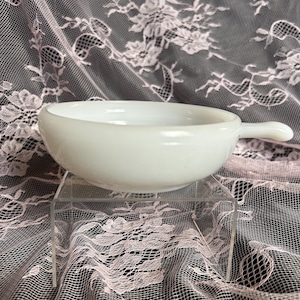 Vintage Glasbake USA Milk Glass 11oz Handle Bowl