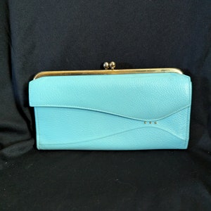 Cartera triple plegable de cuero de vaca Buxton turquesa vintage