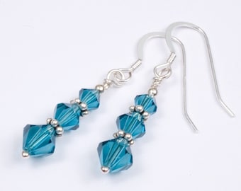 Indicolite Blue Swarovski Crystal Earrings