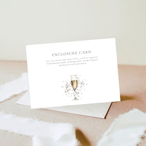 Parels en prosecco bruidsdouchekaart, brunchkaart, champagnedouche invoegen, elegante bruidsdouche, BR1