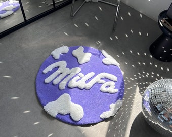 Handmade Cow Pattern Rug,  Fluffy carpet, Cozy Home Decor