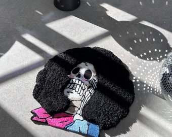 Handmade 3D Skeleton Pirate Rug: Anime Character Home Decor