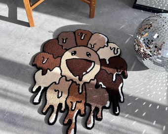 Tufted Flower Rug: Handmade Abstract Art, Home Decor