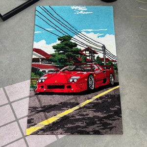 Sport Car Rug, Retro Car Rug, Tufted Soft Rug, Handmade Custom Gift - Etsy