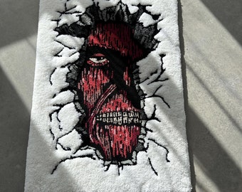 Handmade 3D Anime Rug: Titan Breaking Wall Decor