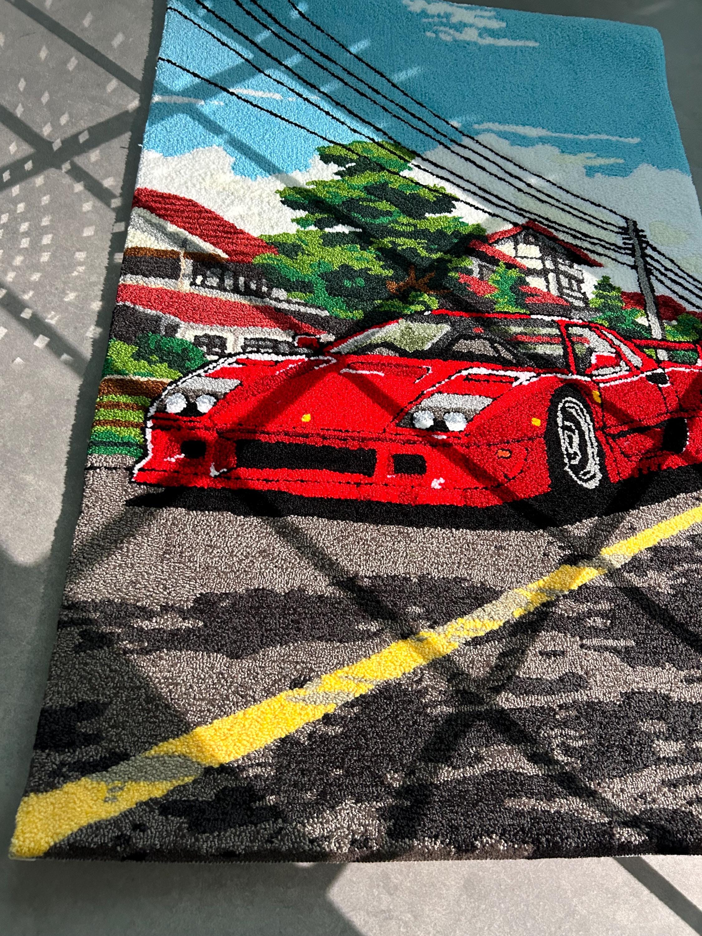 Handmade Tufted Sport Car Rug, Retro Style Carpet - Etsy