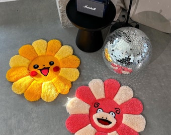 Fluffy Flower rug Handmade custom 3D