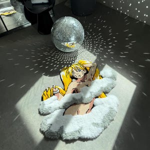 Anime rug, anime character rug, fluffy carpet, handmade,  custom rug, home decor