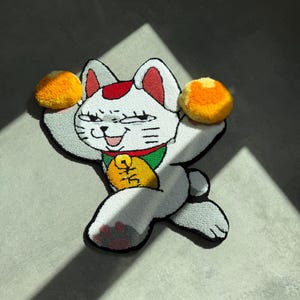 Turbo cat rug, anime cat, anime rug, handmade,  custom 3D rug, home decor