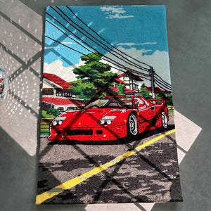 Sport Car Rug, Retro Car Rug, Tufted Soft Rug, Handmade Custom Gift - Etsy