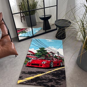 Sport Car Rug, Retro Car Rug, Tufted Soft Rug, Handmade Custom Gift - Etsy