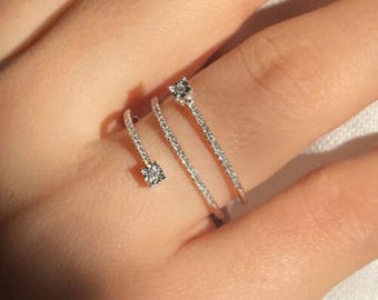 Round Moissanite Diamond Swirl Ring, Bypass Finger Wrap Ring, Classic Wedding Ring, Engagement Proposal Ring, Valentine&#39;s Day Gift Ring