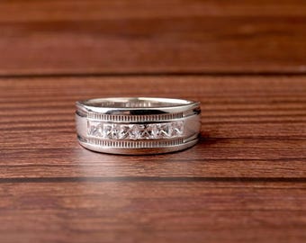 Princess Cut Moissanite Ring - 14K Gold Minimalist Wedding Band