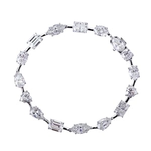 925 Silver Wedding Tennis Bracelet, Classic Women&#39;s Bracelet, Multi Shape CZ Stone Engagement Bracelet, Office Wear Bracelet, Birthday Gift