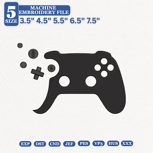 Diseño de bordado a máquina de mando de videojuegos, patrón de bordado para gamers, archivo de mando de videojuegos, descarga instantánea.