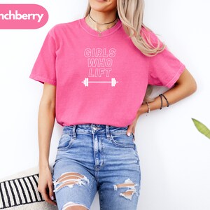 T-shirt för tjejer som lyfter, gymtröja för starka kvinnor, motivationskläder för träning, fritidskläder, bomull bild 5