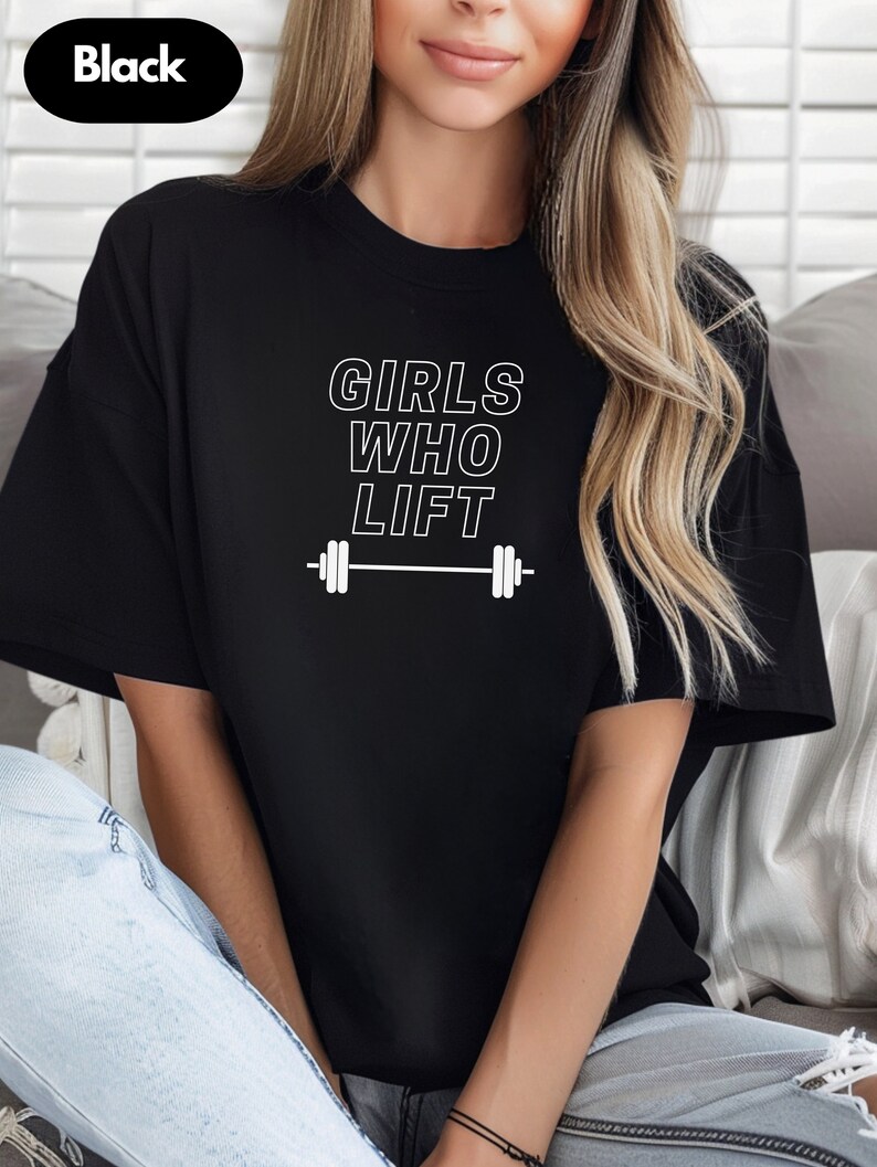 T-shirt för tjejer som lyfter, gymtröja för starka kvinnor, motivationskläder för träning, fritidskläder, bomull bild 2