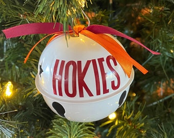 Virginia Tech Hokies Large White Jingle Bell Ornament