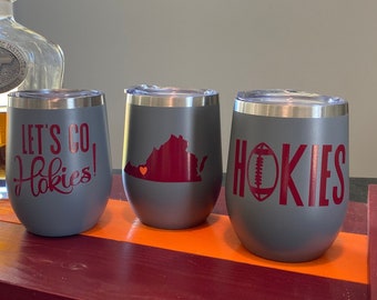 12 oz.  Gray Virginia Tech Powder Coated Tumbler