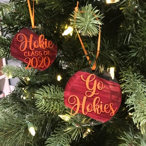 Maroon and Orange Virginia Tech Acrylic Personalized Ornament