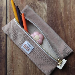 Trousse de rentrée velours praline