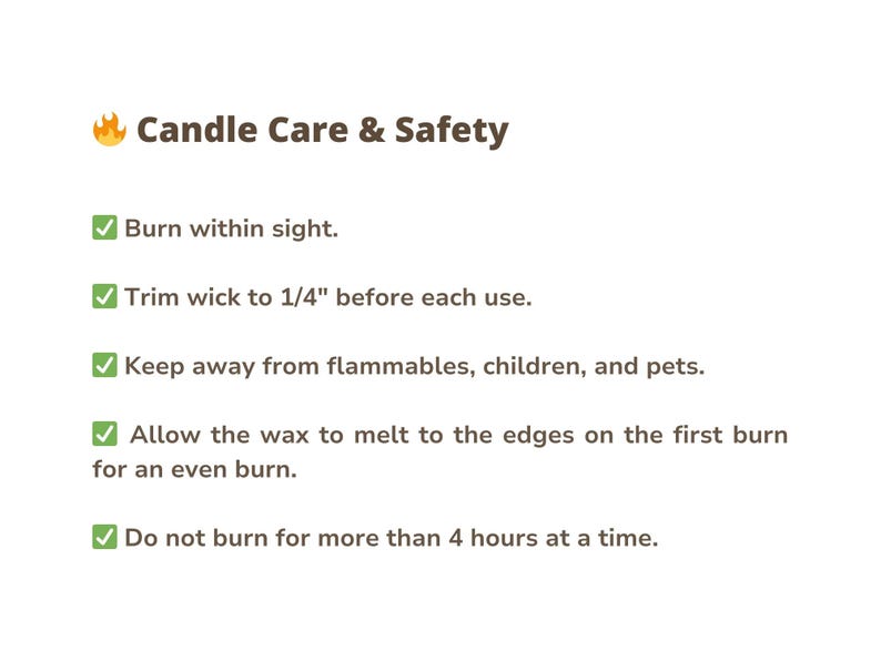 Candle Care & Safety instructions for Capricorn Energy Candle, promoting safe and optimal use.