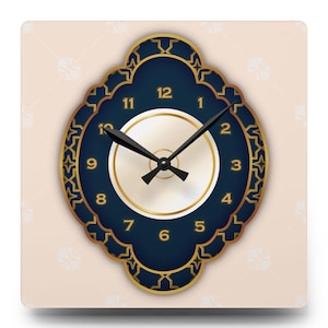 Navy & Gold Art Deco Wall Clock – Vintage-Inspired Acrylic Clock for Living Room, Office, or Entryway – Elegant Giftable Decor