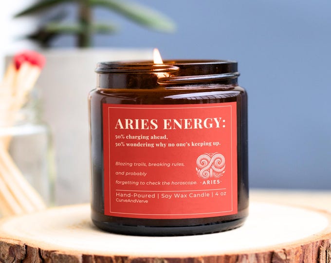 Aries Candle Aries Zodiac Gift Astrology Candle Aries Birthday Gift for Her Fire Sign Candle Horoscope Gift Zodiac Home Decor