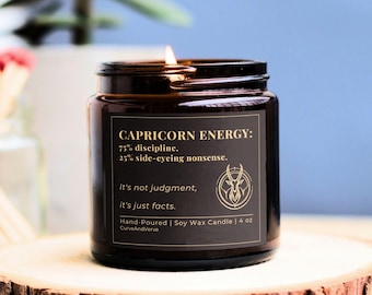 Capricorn Zodiac Candle astrology gift soy candle for him or her witty birthday gift for teacher boss graduation or holiday decor