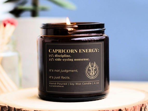 Capricorn Zodiac Candle astrology gift soy candle for him or her witty birthday gift for teacher boss graduation or holiday decor