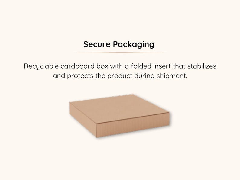 A recyclable cardboard box with a folded insert designed to stabilize and protect the clock during shipment.