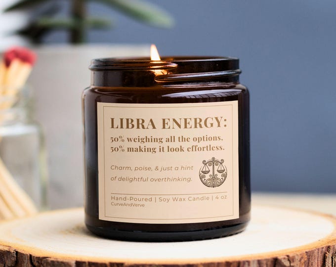 Libra Zodiac Candle birthday gift astrology decor soy candle for Libra home fragrance self care gift for her holiday candle