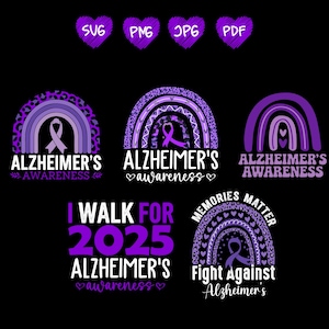 Alzheimer&#39;s Awareness Png Svg Bundle, Purple Ribbon, Alzheimer&#39;s Disease, Memories Matters, Alzheimer Warrior, Alzheimer&#39;s Support design