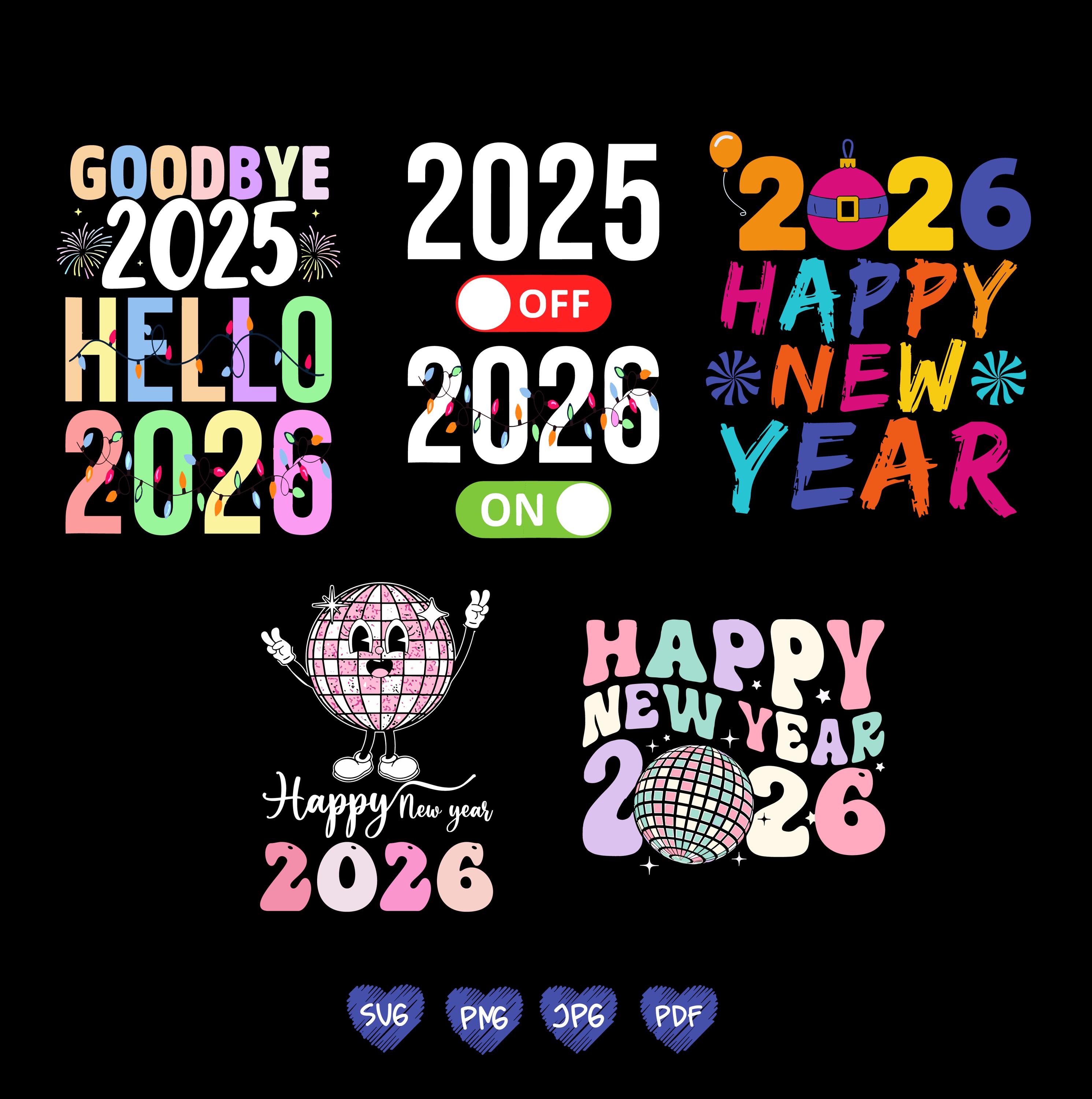 2026 New Year's Eve PNG SVG Bundle: Festive Holiday Countdown