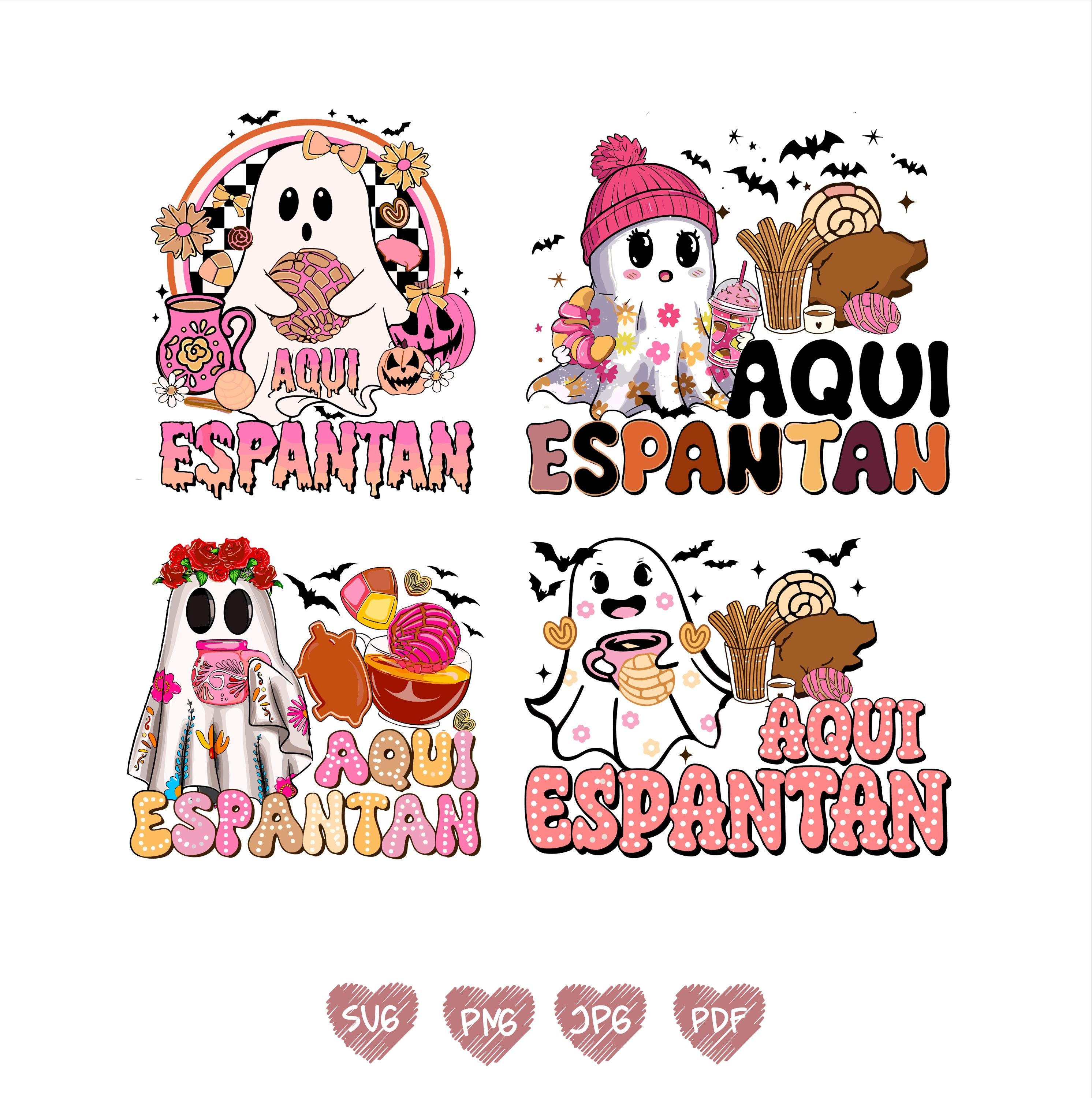 Bundle Aqui Espantan Svg, fantôme Halloween Png, espagnol Halloween Png, Halloween Png, latina fantasmagorique, design par sublimation, Es Espagnol Png Svg