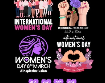 国際女性デー バンドル svg png、国際女性デー 2026 svg、3月8日国際女性デーギフト、3月8日国際女性デーの名言デザイン、強い女性