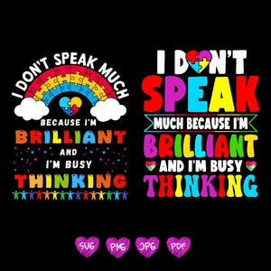 Autismus Bewusstsein Design, Puzzle Stück Digital Download, Ich sage nicht viel, weil ich brillant bin