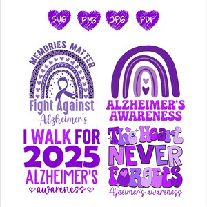Alzheimer&#39;s Awareness Png Svg Bundle, Purple Ribbon, Alzheimer&#39;s Disease, Memories Matters, Alzheimer Warrior, Alzheimer&#39;s Support designs