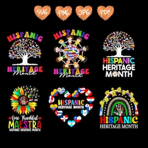 Groovy National Hispanic Heritage Month Bundle, Country Flag Tree Roots Latino Png,National Hispanic Heritage Month PNG SVG