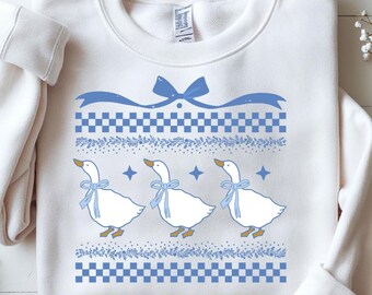 Vintage Blue Ribbon Goose SVG: Retro 80s Clipart (Digital Download