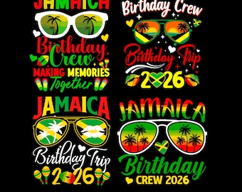 Jamaika Geburtstagsreise 2026 SVG Png, lustige Familie passendes T-Shirt, Erinnerungen zusammen machen png, lustige jamaikanische Designs