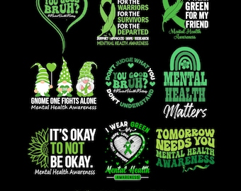 Mental Health Matters Png Svg Bundle, Mental Health Awareness Png, Women Mental Health Png, Anxiety Awareness Png, Inspirational Designs