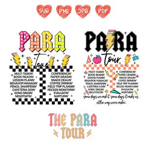 Retro Para Tour png, ABCD Para Tour png-svg, grappige parapro png, eindejaarspng, cadeau leraar, kleuterjuf png, terug naar school